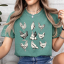 Small Light Green Chicken Gird Comfort Colors Tee, Farm Animal Shirt, Funny Chickens and Eggs Graphic Tee