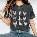Medium Pepper Chicken Gird Comfort Colors Tee, Farm Animal Shirt, Funny Chickens and Eggs Graphic Tee