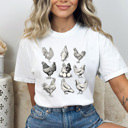 Small White Chicken Gird Comfort Colors Tee, Farm Animal Shirt, Funny Chickens and Eggs Graphic Tee
