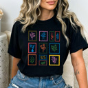 XL Black Floral Frame Gallery Comfort Colors Tee, Flower Art Shirt, Picture Frames Botanical Tee