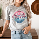 XXL Athletic Heather Lake Life Sunset Graphic Tee, Summer Beach Shirt, Lake Trip Tee