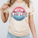 XL Cream Lake Life Sunset Graphic Tee, Summer Beach Shirt, Lake Trip Tee
