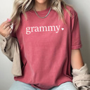 Small Crimson Grammy Mom Heart Comfort Colors Tee, Mother's Day Shirt, Abuela, Auntie, Gigi, Grammy, Grandma, Mama, Mimi, Mom, Mommy, Nana, Nany, Oma, Wifey