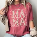 XL Crimson Mama Floral Western Comfort Colors Tee, Mothers Day Shirt, Mom Life Tee