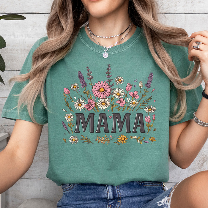 Mama Flower Garden Comfort Colors Tee, Floral Mom Shirt, Spring Garden Tee