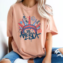 Small Peachy America Graffiti Style Comfort Colors Tee, Statue Of Liberty Shirt, 4th Of July Tee