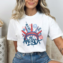 Small White America Graffiti Style Comfort Colors Tee, Statue Of Liberty Shirt, 4th Of July Tee