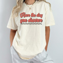 Small Ivory Have The Day You Deserve Comfort Colors Tee, Good Day Shirt, Checkered Tee