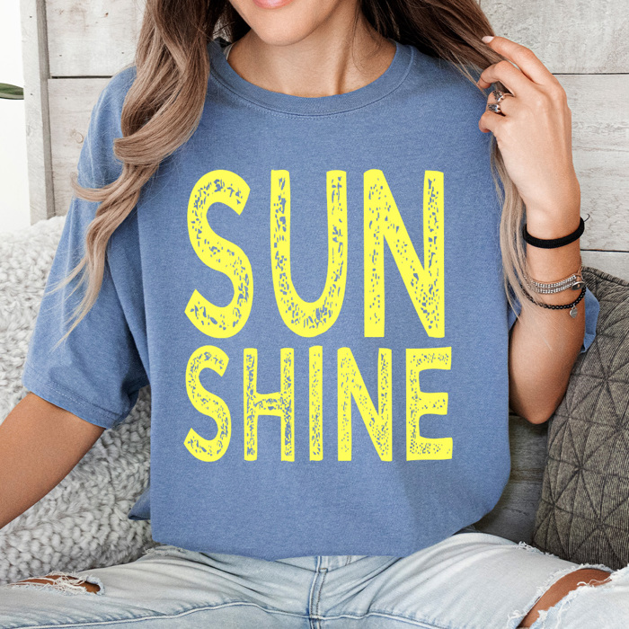 Sunshine Neon Summer Comfort Colors Tee, Sun Beach Shirt, Summer Sunshine Tee