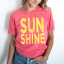 Large Watermelon Sunshine Neon Summer Comfort Colors Tee, Sun Beach Shirt, Summer Sunshine Tee