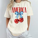 Large Ivory America Patriotic Cherries Comfort Colors Tee, 4th Of July Shirt, Stars And Stripes Graphic Tee