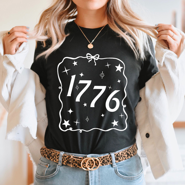 1776 Ribbon Patriotic Graphic Tee, 4th Of July Shirt, American Tee