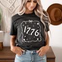 Small Charcoal 1776 Ribbon Patriotic Graphic Tee, 4th Of July Shirt, American Tee