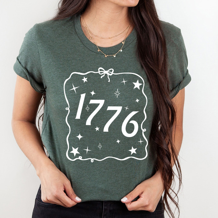 1776 Ribbon Patriotic Graphic Tee, 4th Of July Shirt, American Tee