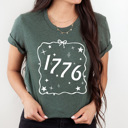 Large Forest Green 1776 Ribbon Patriotic Graphic Tee, 4th Of July Shirt, American Tee