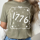 Small Olive 1776 Ribbon Patriotic Graphic Tee, 4th Of July Shirt, American Tee