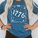  1776 Ribbon Patriotic Graphic Tee, 4th Of July Shirt, American Tee
