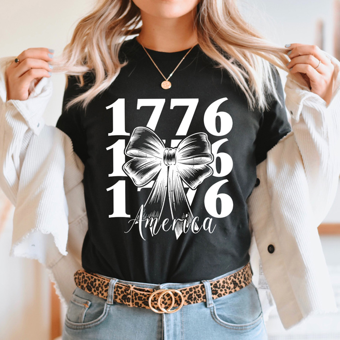 America 1776 Bow Graphic Tee, Patriotic American Shirt, 1776 4th Of July Tee