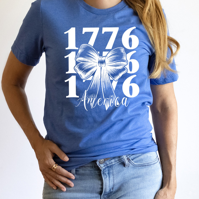America 1776 Bow Graphic Tee, Patriotic American Shirt, 1776 4th Of July Tee