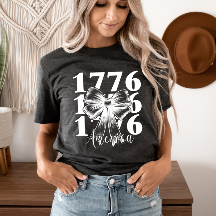 America 1776 Bow Graphic Tee, Patriotic American Shirt, 1776 4th Of July Tee