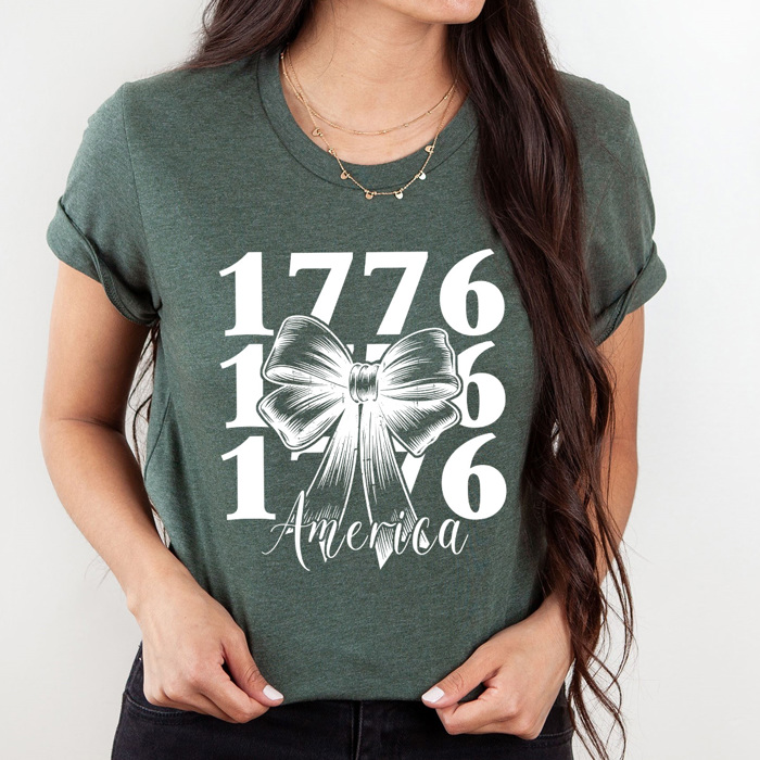 America 1776 Bow Graphic Tee, Patriotic American Shirt, 1776 4th Of July Tee