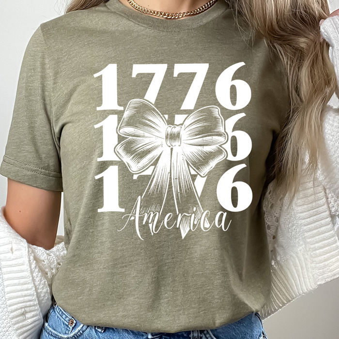 America 1776 Bow Graphic Tee, Patriotic American Shirt, 1776 4th Of July Tee