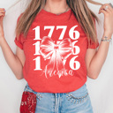 XL Heather Red America 1776 Bow Graphic Tee, Patriotic American Shirt, 1776 4th Of July Tee