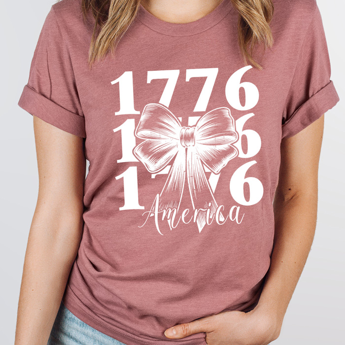 America 1776 Bow Graphic Tee, Patriotic American Shirt, 1776 4th Of July Tee