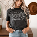 Small Charcoal USA Dainty Bow Graphic Tee, Stars And Bow Shirt, Patriotic Printed Tee, 4th Of July Tee