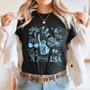 XL Black 4th Of July Favorites Graphic Tee, Patriotic USA Shirt, American Summer Printed Tee