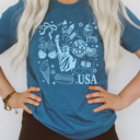 Medium Deep Teal 4th Of July Favorites Graphic Tee, Patriotic USA Shirt, American Summer Printed Tee
