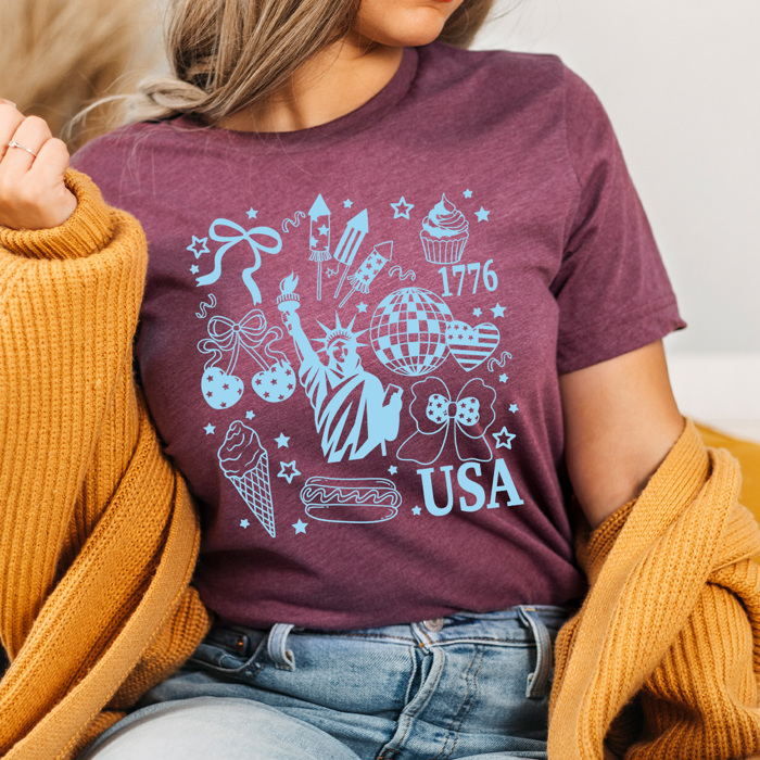 4th Of July Favorites Graphic Tee, Patriotic USA Shirt, American Summer Printed Tee