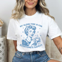 Medium White My Alone Time Is For Everyone's Safety Comfort Colors Tee, Mom Life Shirt, Sarcastic Printed Tee