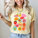 Small Butter Summer Fruit Sticker Comfort Colors Tee, Fruity Sticker Collage Printed Tee, Sweet Fruit Shirt 
