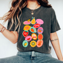  Summer Fruit Sticker Comfort Colors Tee, Fruity Sticker Collage Printed Tee, Sweet Fruit Shirt 
