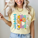 Medium Butter Preppy Teacher Stacked Pencil Bow Comfort Colors Tee, Back To School Teacher Printed Tee, School Time Shirt