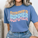 Large Blue Jean Summer Stacked Comfort Colors Tee, Summer Fun Printed Tee, Colorful Summer Shirt