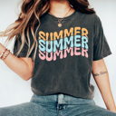Large Pepper Summer Stacked Comfort Colors Tee, Summer Fun Printed Tee, Colorful Summer Shirt
