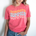 Large Watermelon Summer Stacked Comfort Colors Tee, Summer Fun Printed Tee, Colorful Summer Shirt