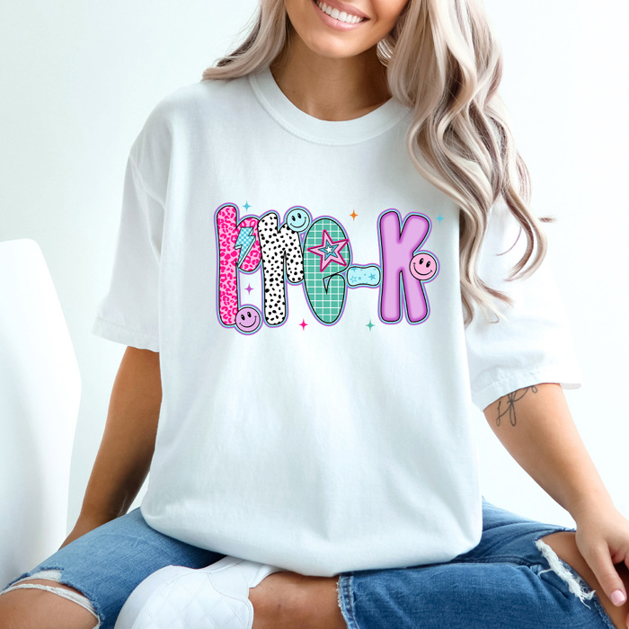 Preppy Neon Teacher Back To School Grades Comfort Colors Tee, Teacher School Printed Tee, Neon Patterned Grade Shirt  