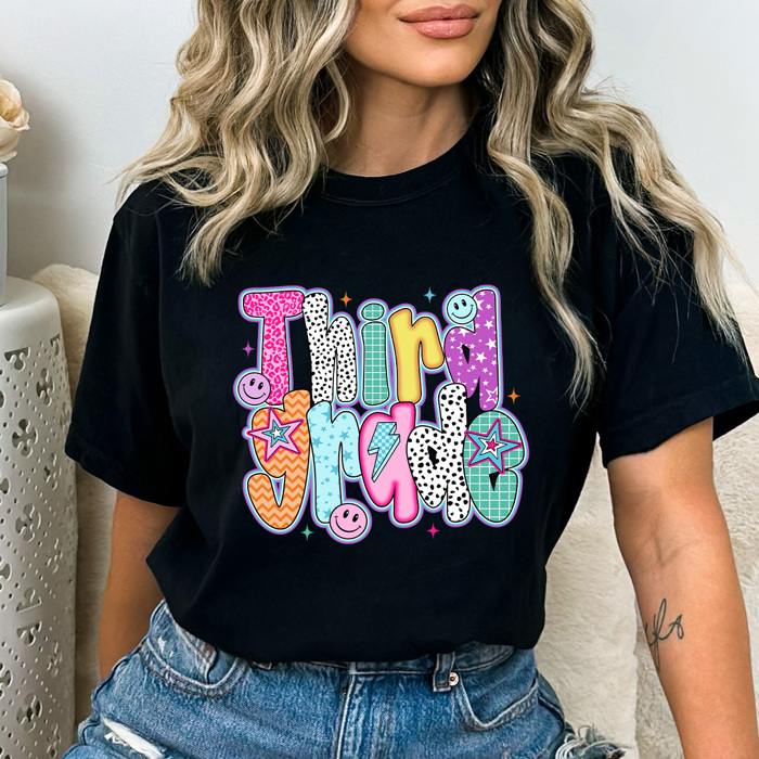 Preppy Neon Teacher Back To School Grades Comfort Colors Tee, Teacher School Printed Tee, Neon Patterned Grade Shirt  