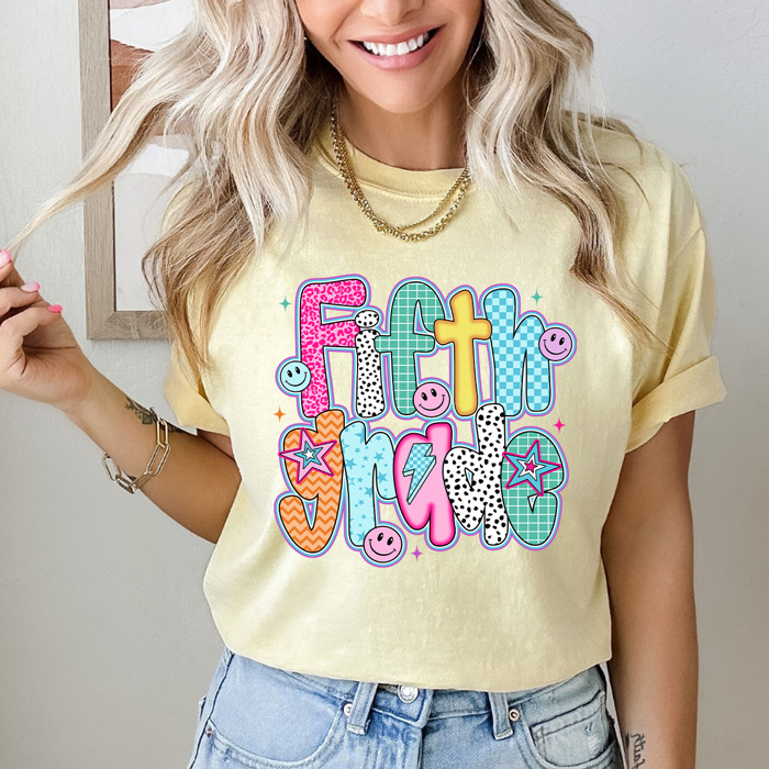 Preppy Neon Teacher Back To School Grades Comfort Colors Tee, Teacher School Printed Tee, Neon Patterned Grade Shirt  