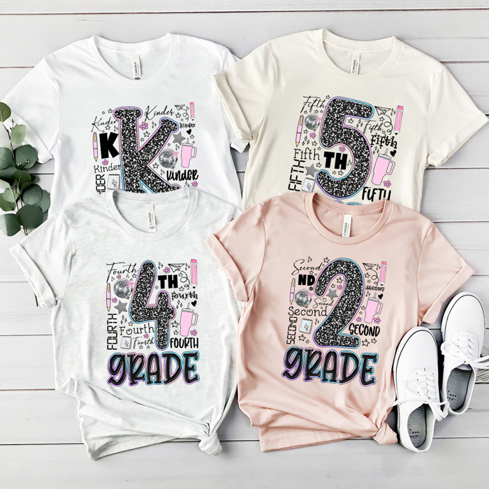 Composition Notebook Grade Teacher Graphic Tee, Back To School Teach Printed Tee, Grade School Shirt