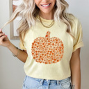 Large Butter Floral Fall Pumpkin Comfort Colors Tee, Pumpkin Printed Tee, Autumn Flower Shirt