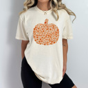 XL Ivory Floral Fall Pumpkin Comfort Colors Tee, Pumpkin Printed Tee, Autumn Flower Shirt