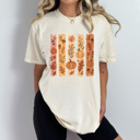  Autumn Foliage Stripes Comfort Colors Tee, Fall Pumpkins Printed Tee, Falling Leaves Shirt 