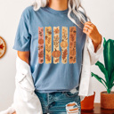 Autumn Foliage Stripes Comfort Colors Tee, Fall Pumpkins Printed Tee, Falling Leaves Shirt 