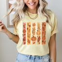  Autumn Foliage Stripes Comfort Colors Tee, Fall Pumpkins Printed Tee, Falling Leaves Shirt 