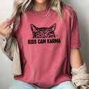  Kiss Cam Karma Comfort Colors Tee, Funny Viral Kiss Cam Meme Printed Tee, Karma Cat Shirt 