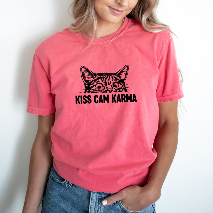 Kiss Cam Karma Comfort Colors Tee, Funny Viral Kiss Cam Meme Printed Tee, Karma Cat Shirt 